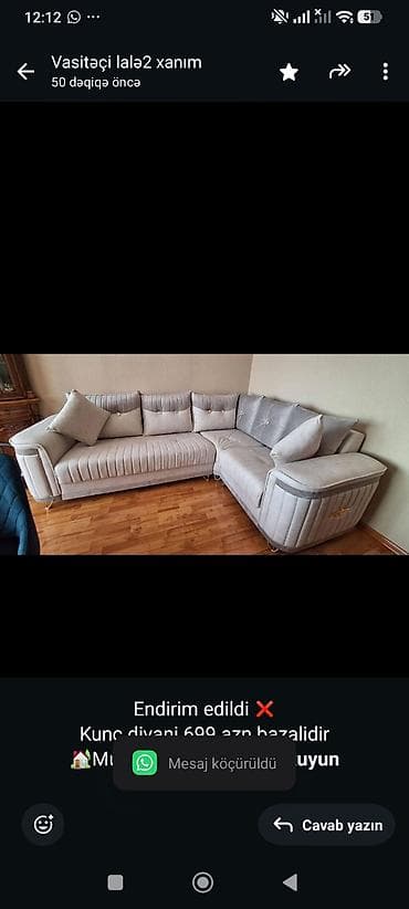 Ev üçün mebel: Endirim edildi ❌ Kunc divani 699 azn bazalidir 🏡Musviqabad ⚡️⚡️lale 2 — 1