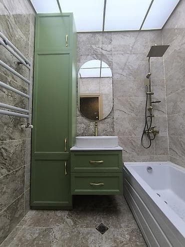 hamam şkafı: Vanna otağı üçün yaşıl rəngli müasir mebel dəsti - Komlekt: hündür — 1