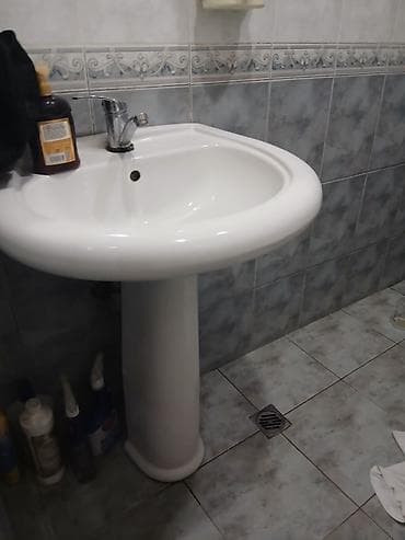 Keramik ayaqüstü hamam çanağı və qarışdırıcı kran - Klassik oval