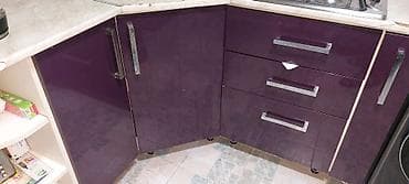 mebel stol stullar: Mətbəx mebeli dəsti - Aşağı modul: bənövşəyi parlaq fasadlar, 3 geniş — 3