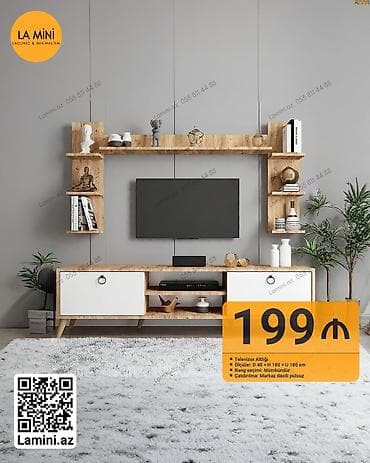 Düz TV altlığı, Polkalı, Laminat