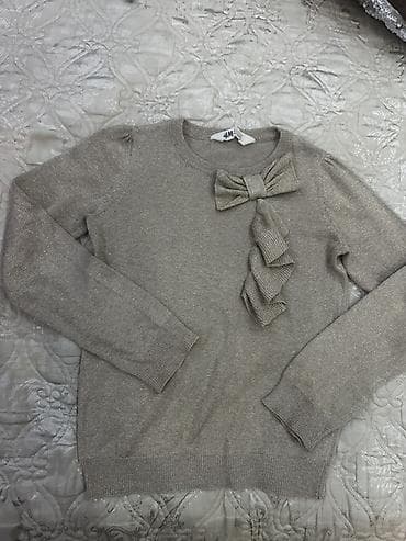Кофты и свитеры: H&M qız uşağı üçün sviter - Rəng: boz, yüngül parıltılı sapla — 1