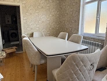 qabaq ustol: Qonaq otağı üçün, Açılmayan, Dördbucaq masa, 6 stul — 2