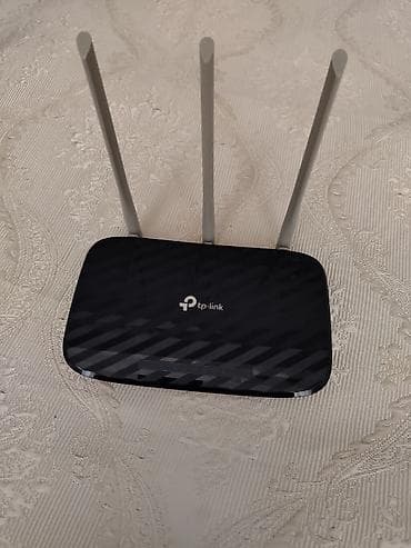 wi fi modem 5g: TP-Link Wi‑Fi router - Model: TP-Link (qara korpus, 3 ədəd xarici — 1