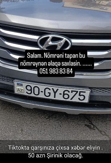 Xidmət: İtmiş avtomobil nömrə nişanının tapılması üçün mükafat təklifi