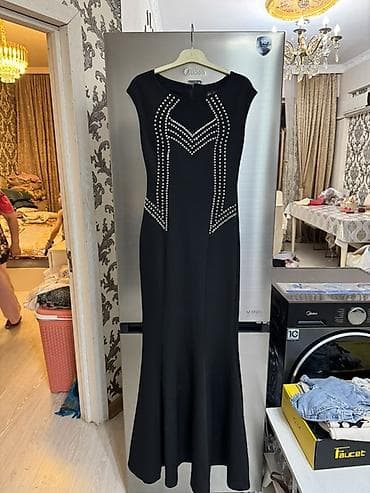 ziyafet geyimi: Delvina qadın paltarı – 38 ölçü - Rəng: qara - Uzun model, baldırdan — 2