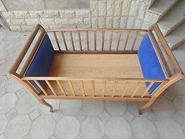 örtüy: Taxta beşik/uşaq çarpayısı - Material: tamamilə ağacdan hazırlanıb — 1