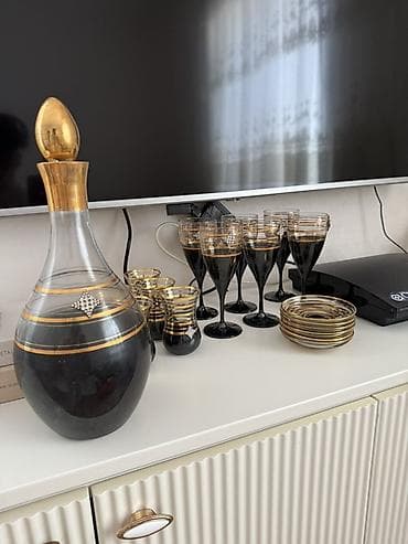 soba servisi: Çay dəsti, rəng - Qara, Şüşə, 6 nəfərlik, Rusiya — 5