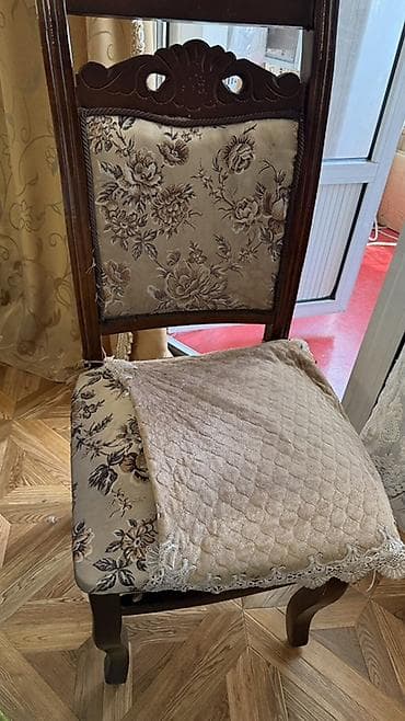 metbext: Qonaq otağı üçün, İşlənmiş, Açılmayan, Dördbucaq masa, 6 stul — 3