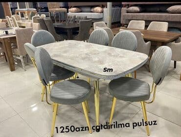 Masa və oturacaq dəstləri: Qonaq otağı üçün, Yeni, Açılmayan, Oval masa, 6 stul — 1