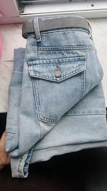 cins salvar: Mavi açıq tonlarda düz kəsimli cins şalvar - Parça: klassik denim — 1