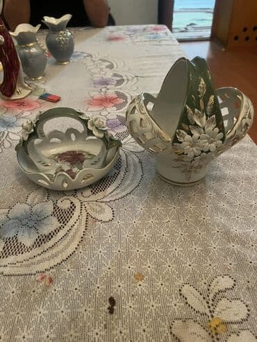 Süni güllər: Porcelain dekor dəst - Material: nazik işləmə ilə ağ porselen - — 2