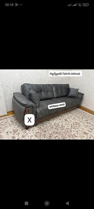 Ev üçün mebel: Məhsul: 3 nəfərlik divan - Fabrik istehsalı, keyfiyyətli material - — 1