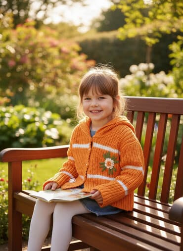 детские вещи на годик: Uşaq üçün toxunma kardiqan Türkiyədən alınıb. - Rəng: narıncı, ağ — 1
