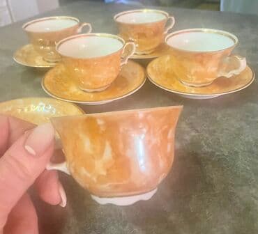 qehve desti: Qəhvə dəsti, rəng - Bej, Farfor, 5 nəfərlik, Polşa — 4