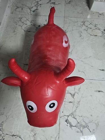 keramet oyuncaq: Uşaq üçün şişmə tullanma oyuncağı – Qırmızı dana - Material: qalın — 3
