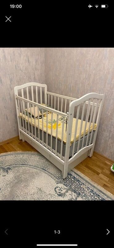 коврик для детей: Для девочки и мальчика, Б/у, Четырехугольная, Колыбель, С бортиками, С матрасом, Без механизма качания — 3