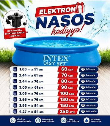 Yeni Şişmə hovuz Intex, 4.1 - 5 m, 3501 - 4000 l