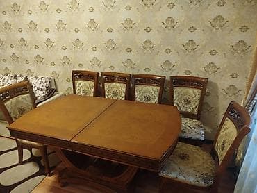 Qonaq otağı üçün, Açılan, Dördbucaq masa, 6 stul