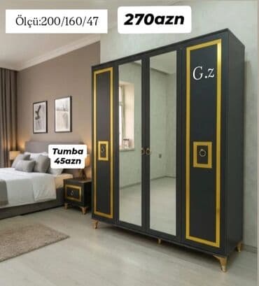 qarderov: Açılan, 4 qapılı Düz dolab, Qarderob, paltar dolabı — 1