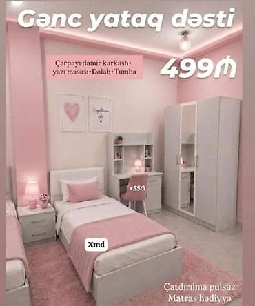gənc odasi: Gənc yataq dəsti Tərkibi: - Çarpayı (dəmir karkas) - Yazı masası - — 1