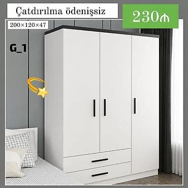 Məhsul: 3 qapılı paltar dolabı (model G_1) Ölçülər: 200 × 120 × 47 sm