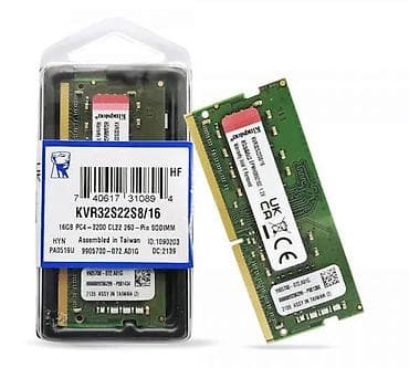 Operativ yaddaş (RAM): Operativ yaddaş (RAM) Kingston, 16 GB, 3200 Mhz, DDR4, Noutbuk üçün, Yeni — 1
