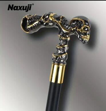 çəliklər: Əsa xasa çəlik baston Naxuji markalı, qara rəngli, qızılı bəzəkli əsa — 1