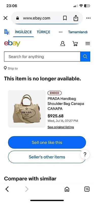 Çantalar: Prada. Prada Canapa çantası zərif bej rəngdədir və gündəlik istifadə — 1