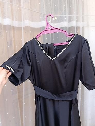 Женская одежда: Qara rəngli zərif qadın donu Razılaşma yolu ilə - Model: V-yaxalı — 4