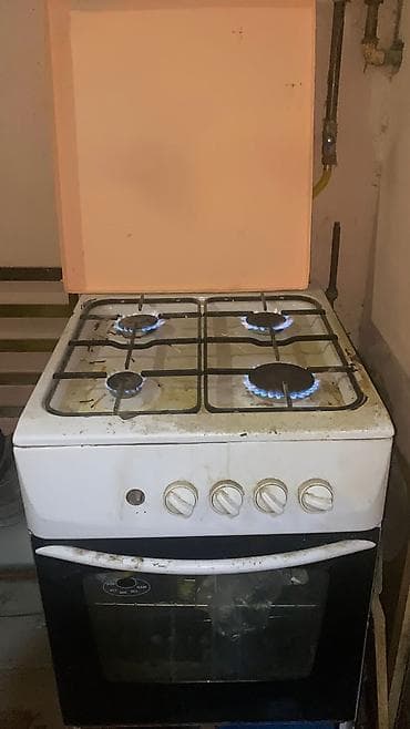 Qaz plitəsi Ayrıca dayanan, 4 gözlü, İşlənmiş