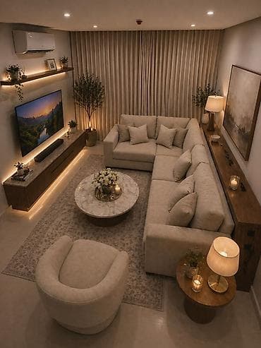 Müasir interyer dizayn və TV stend/divar kompozisiyası hazırlanması — 8