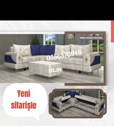 Masalar və oturacaqlar: Künc divan, Yeni, Açılan, Bazalı, Parça, Pulsuz çatdırılma — 9