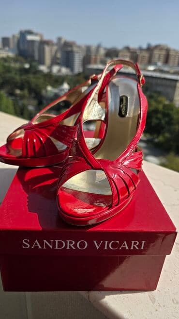 женские босоножки на танкетке: Sandro Vicari qadın ayaqqabısı - Rəng: Rosso (parlaq qırmızı) - Ölçü — 2