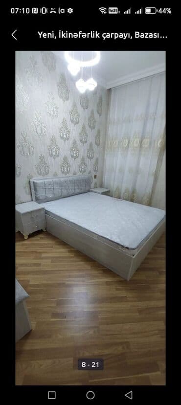 диван кровать с ортопедическим матрасом: İkinəfərlik çarpayı, Bazalı, Matras ilə, Siyirməsiz — 7