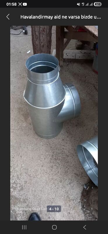 2.el havalandırma boruları: Havalandırma sistemləri üçün nəzərdə tutulmuş sinklənmiş metal boru — 1