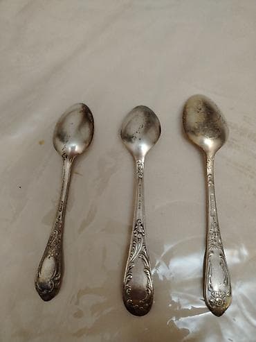 Antik dizaynlı metal çay qaşıqları – 3 ədəd ədəd melxior - Material