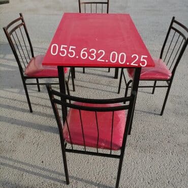 endirimde olan mebeller: Yeni, Kvadrat masa, 4 stul, Açılmayan, Stullar ilə, Dəri, Azərbaycan — 10