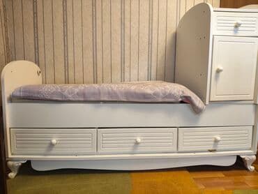 детские односпальные кроватки: Oğlan və qız üçün, İşlənmiş, Çarpayı, Bazasız, Matras ilə, Siyirməli — 2