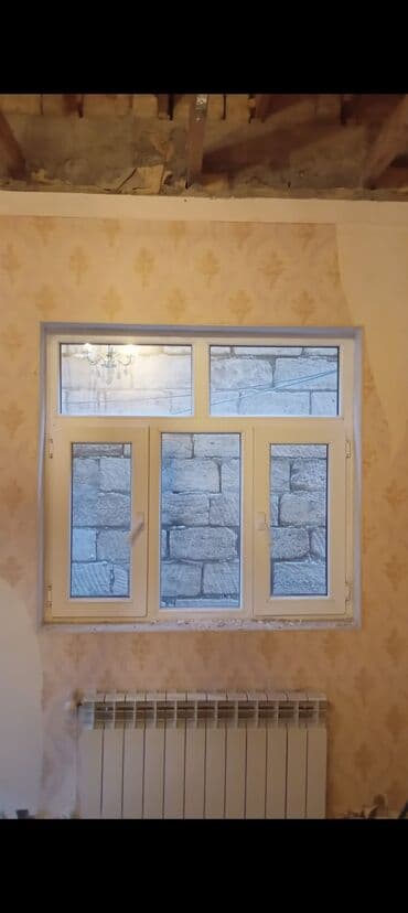 plastik pencere kataloqu: İşlənmiş İkiqat şüşə paketi Plastik pəncərə, Еni: 140 sm, Uzunluğu: 130 sm — 1