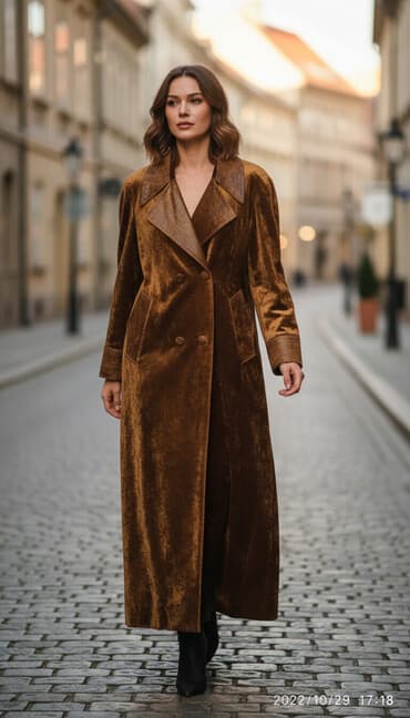 женские утепленные плащи: Плащ, 2XL, цвет - Коричневый — 1