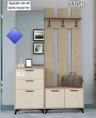 dehliz dolab: 2 qapılı, Güzgülü, Digər rəng, Açılan, Düz dolab — 1