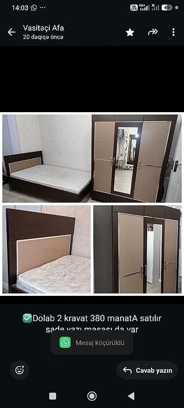 ✅Dolab 2 kravat 380 manatA satılır sade yazı masası da var