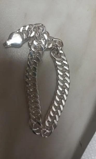 bijuterya: Gümüş rəngli zəncir qolbaq - Material: metal ərinti, parlaq — 4