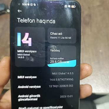 kontakt home notebook: Xiaomi 11 Lite, 128 GB, rəng - Qara, 
 Zəmanət, Sensor, Barmaq izi — 10