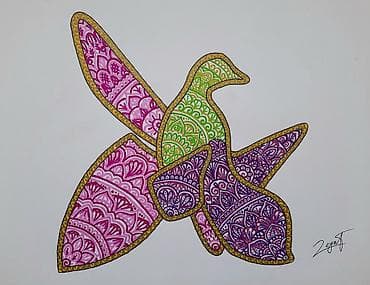 divar saat: Əl işi qrafika və illüstrasiya rəsmləri (mandala və naxışlı — 1