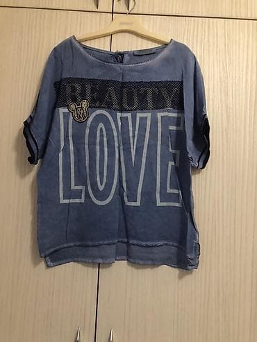 Marions qısaqoll qadın bluzası - Rəng: açıq mavi, denim effekti - Üst — 1