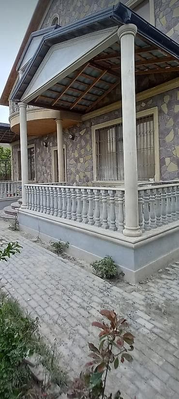 Фасадные работы: Təbii daşdan fasad və eyvan işləri – balyustrad, sütun, pilləkən və — 3