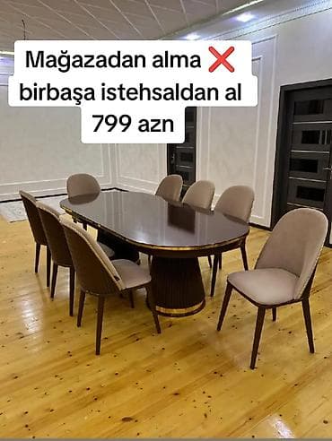 taxta stullar: Qonaq otağı üçün, Yeni, Açılmayan, Oval masa, 6 stul — 1