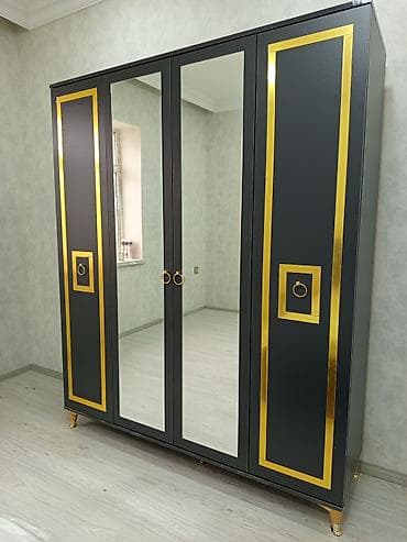 Yeni, 4 qapılı, Güzgülü, Digər rəng, Digər material, Açılan, Düz dolab